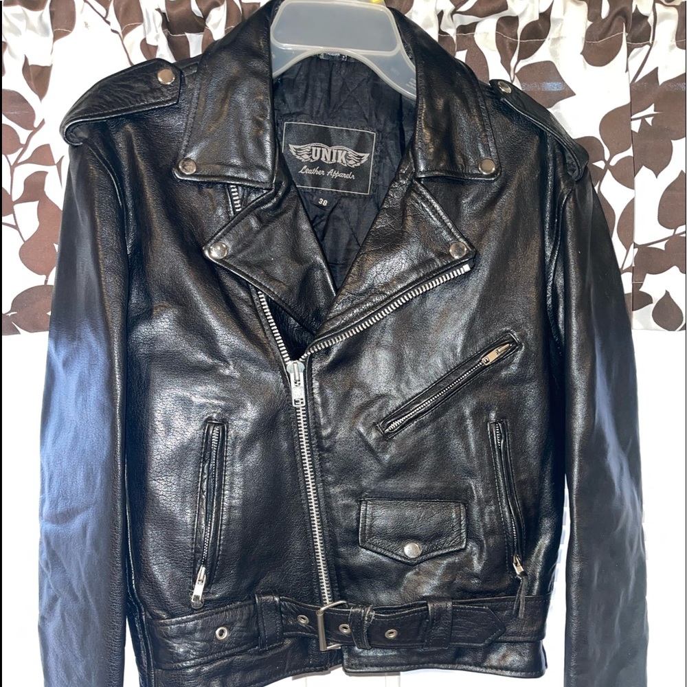Women’s leather biker jacket